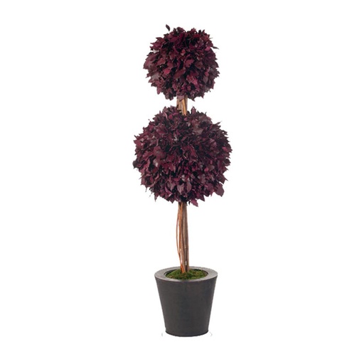 [BHD/0214] BHD/0214 Arbre Topiaire stabilisé Rouge Hedera (Lierre) deux spheres 30 et 45 cm hauteur 140 cm